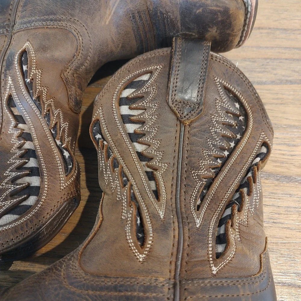 Ariat Youth QuickDraw Ventek Western Boots Size 12.5 Patriotic Mesh Wiggle Room